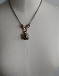 Dainty red silver and gold necklace